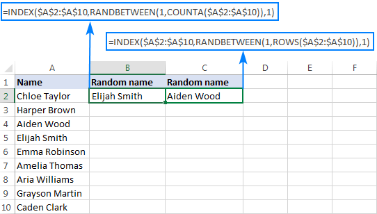 Excel and random selection generator